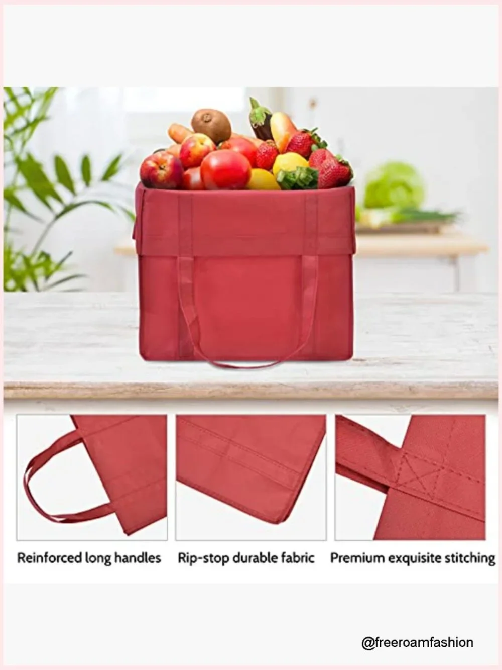 24-Pack Reusable Grocery Bags, Large Washable Foldable Shopping Bags, Heavy